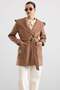 Torba Pocketed Hooded Short Coat Kamel 3185