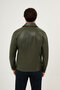 Straight Slim Fit Shirt Collar Zippered Faux Leather Men's Coat Khaki - 39677.26K - 6