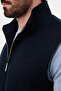 Plain Slim Fit Stand Collar Double Zipper Wool Blend Men's Vest Navy Blue - 40966.26K - 3