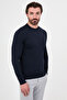 Ribbed Slim Fit Crew Neck Cotton Men's Knitwear Sweater Navy Blue - 11621.26K - 5
