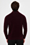 Plain Slim Fit Stand Collar Zippered Chenille Men's Knitwear Sweater Claret Red - 11605.26K - 4