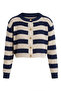 Striped Detail Buttoned Baby Collar Cardigan Navy Blue