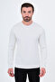 Straight Slim Fit Crew Neck Bi-Stretch Interlock Long Sleeve Men's T-Shirt Ecru - 36903.26K