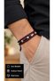 Velkaris Plumarc Purple Leather Men's Bracelet - Spotted Beads and Three-Layer Weave