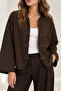 Women's Japanese Button Detail Notched Collar Relaxed Fit Long Sleeve Casual Stylish Standard Size Jacket - 4