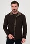 Textured Slim Fit Shirt Collar Buttoned Wool Men's Coat Brown - 39696.26K