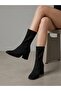 Stretch Suede 5cm Heeled Blunt Toe Boots - 3