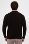 Ribbed Slim Fit Crew Neck Chenille Men's Knitwear Sweater Brown - 11614.26K - 4