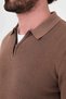 Ribbed Slim Fit Polo Collar Zippered Men's Cotton Knit Sweater Milk Coffee - 11602.26K - 2