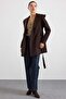 Torba Pocketed Hooded Short Coat Brown 3185 - 3