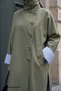 High Collar Lined Khaki Trench Coat - 3