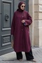 High Collar Lined Plum Trench Coat - 3