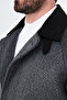 Textured Oversize Shirt Collar Hidden Button Side Pocket Wool Men's Coat Black - 21344.26K - 2