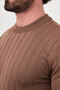 Ribbed Slim Fit Crew Neck Cotton Men's Knitwear Sweater Milk Coffee - 11621.26K - 2
