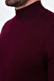 Plain Slim Fit Half Turtleneck Ribbed Cotton Men's Knitwear Sweater Claret Red - 11606.26K - 2