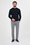 Checkered Slim Fit Crew Neck Chenille Men's Knitwear Sweater Navy Blue - 11609.26K - 3