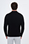 Braided Slim Fit Polo Collar Buttoned Cashmere Men's Knitwear Sweater Black - 11615.26K - 4