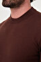 Plain Patterned Slim Fit High Crew Neck Cashmere Men's Knitwear Sweater Brown - 11613.26K - 2