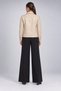 Women's Beige, Comfortable Fit, Fur, Polo Collar, Zippered Leather Jacket - 5