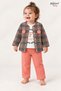 Baby Girl Set - 3-Piece Set with Floral Detail, Checkered Cardigan, Top and Bottom, Seasonal Set - 5