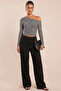 100% Cotton Ribbed One-Shoulder Asymmetric Blouse - 3