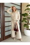 Self-Belted Jacket, Striped Trousers, Knitwear Set - 5