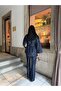 Imported Denim Fabric, Belt Included, Button Detail, Lined, Special Design Jacket and Trousers Set - 7