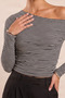 100% Cotton Ribbed One-Shoulder Asymmetric Blouse - 2