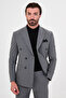 Striped Slim Fit Wide Collar Double Breasted Italian Style Double Leg Trousers Men's Suit Gray - 45486.26K