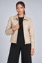 Women's Beige, Comfortable Fit, Fur, Polo Collar, Zippered Leather Jacket - 2