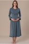 Women's Anthracite Long Sleeve Double Breasted Collar Maternity Nightgown Set with Breastfeeding Detail