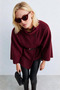 Women's Belted Cashmere Poncho - Burgundy - 3
