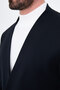 Straight Oversize Collarless Men's Suit with Pleated Trousers Navy Blue - 45489.26K - 2