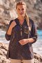 Italian Brown Judge Collar Long Sleeve Patterned Sequin Pocket Casual Viscose Woven Blouse 75 60 - 6