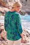 Italian Green Judge Collar Long Sleeve Patterned Sequin Pocket Casual Viscose Woven Blouse 75 60 - 8