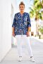 Italian Indigo Hakim Collar Long Sleeve Patterned Sequin Pocket Casual Viscose Woven Blouse 72 62 - 3