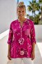 Italian Fuchsia Judge Collar Long Sleeve Floral Sequin Pocket Casual Viscose Woven Blouse 75 62 - 4