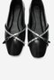 Spaes Black Stone Detailed Women's Ballerina Shoes - 4