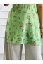 Lime Green Floral Printed Tunic with Lace-Up Corset Back - SMK9771 | Lime Green-Size:3XL-46-Inches - 3