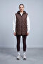 Baklava Patterned Quilted Inflatable Vest Brown 15276 - 3