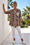 Italian Beige-Leopard Judge Collar 3/4 Sleeve Buttoned Sequin Pocket Sequined Viscose Woven Blouse 75 64 - 7