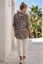 Italian Leopard Court Collar 3/4 Sleeve Buttoned Sequin Pocketed Casual Viscose Woven Blouse 75 64 - 8