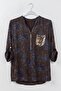 Italian Brown Judge Collar Long Sleeve Patterned Sequin Pocket Casual Viscose Woven Blouse 75 60 - 2