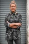 Italian Khaki Pool Collar Long Sleeve Camouflage Casual Long Knitwear Blouse with Scarf 75 70 - 4