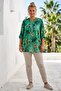 Italian Green Judge Collar Long Sleeve Patterned Sequin Pocket Casual Viscose Woven Blouse 72 62 - 4