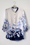 Italian White Judge Collar 3/4 Sleeve Buttoned Floral Printed Casual Linen Look Woven Blouse 80 66 - 2