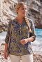 Italian Khaki Hakim Collar Long Sleeve Patterned Sequin Pocket Casual Viscose Woven Blouse 75 60 - 6