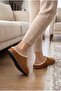Tan Chenille / Ethnic Pattern Striped Plush Inner Lining Non-Slip Sole House Slippers - 3