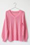 Italian Pink V-Neck Balloon Sleeve Casual Mercerized Knitwear Sweater 66 70 - 2