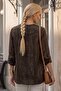 Italian Brown Judge Collar Long Sleeve Patterned Sequin Pocket Casual Viscose Woven Blouse 70 62 - 8